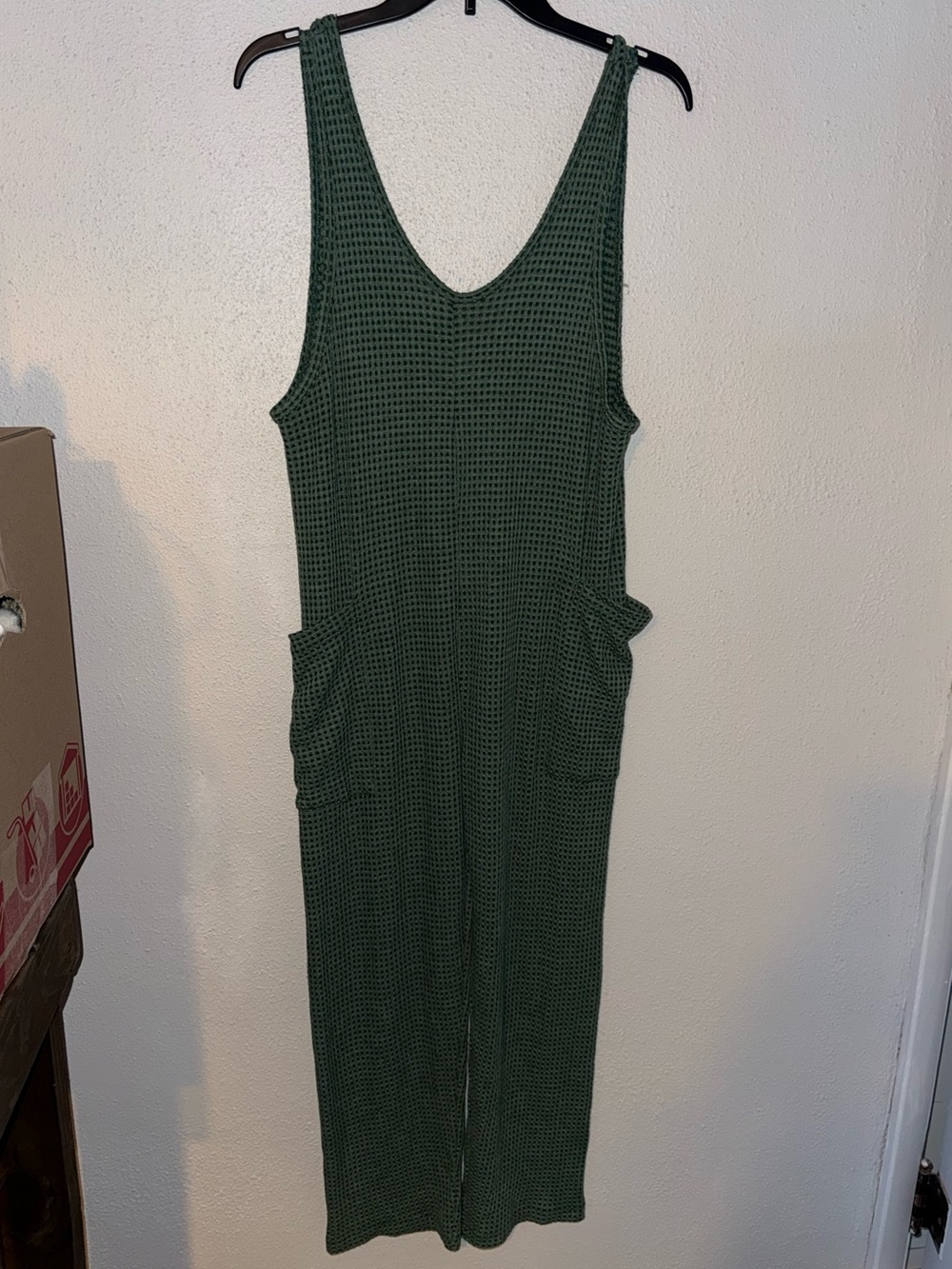 Sleeveless  Bucket List Knit Wide-Leg Jumpsuit in Dark Green